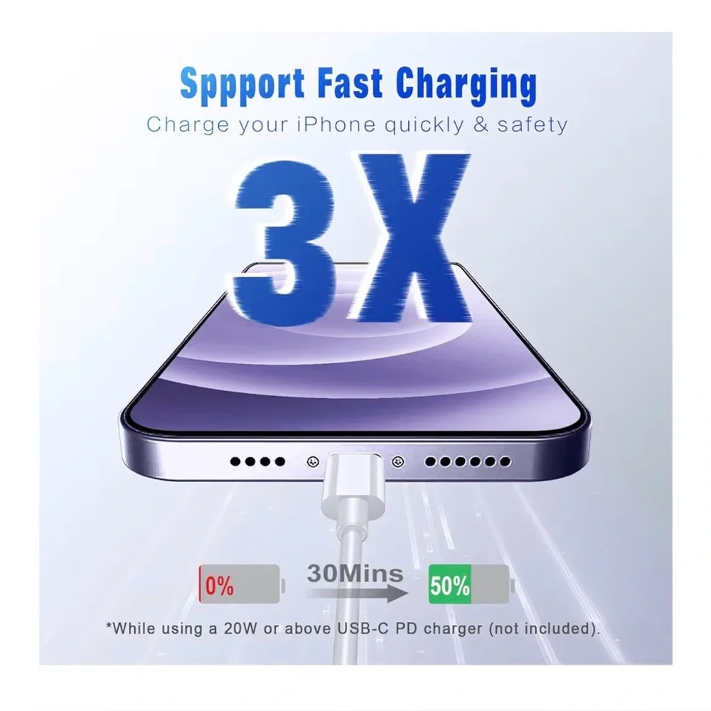 6 Foot USB C to Lightning Charging Cable